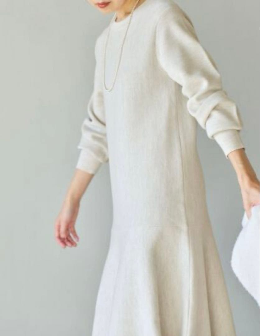 ミラノリブ　フレア　ニット　ワンピース　イエナ　IENA 白