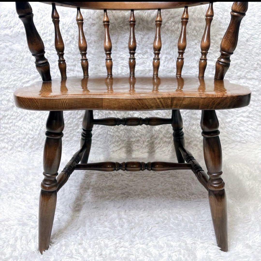 飛騨産業 ウィンザーチェア アーム ダイニングチェア レトロ キツツキマーク ③