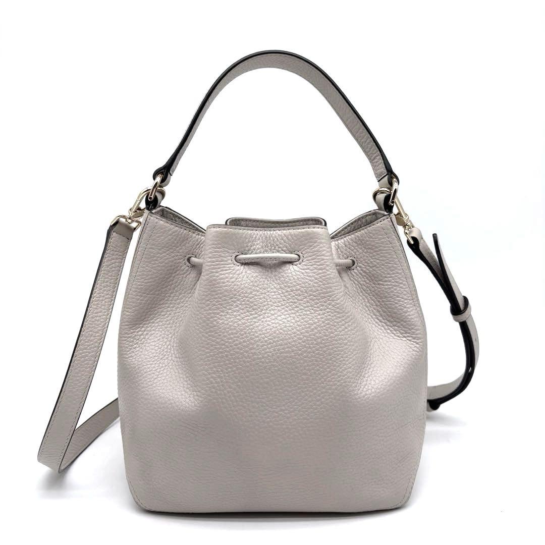 ✨極美品✨フルラ　アテナ　ショルダーバッグ　2WAY　アーチロゴ　巾着　グレー