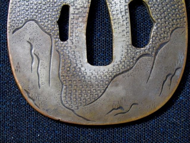 01★武具　刀装具　刀　脇差　銅鍔　肥後 甚吾　鷹の図　箱付★