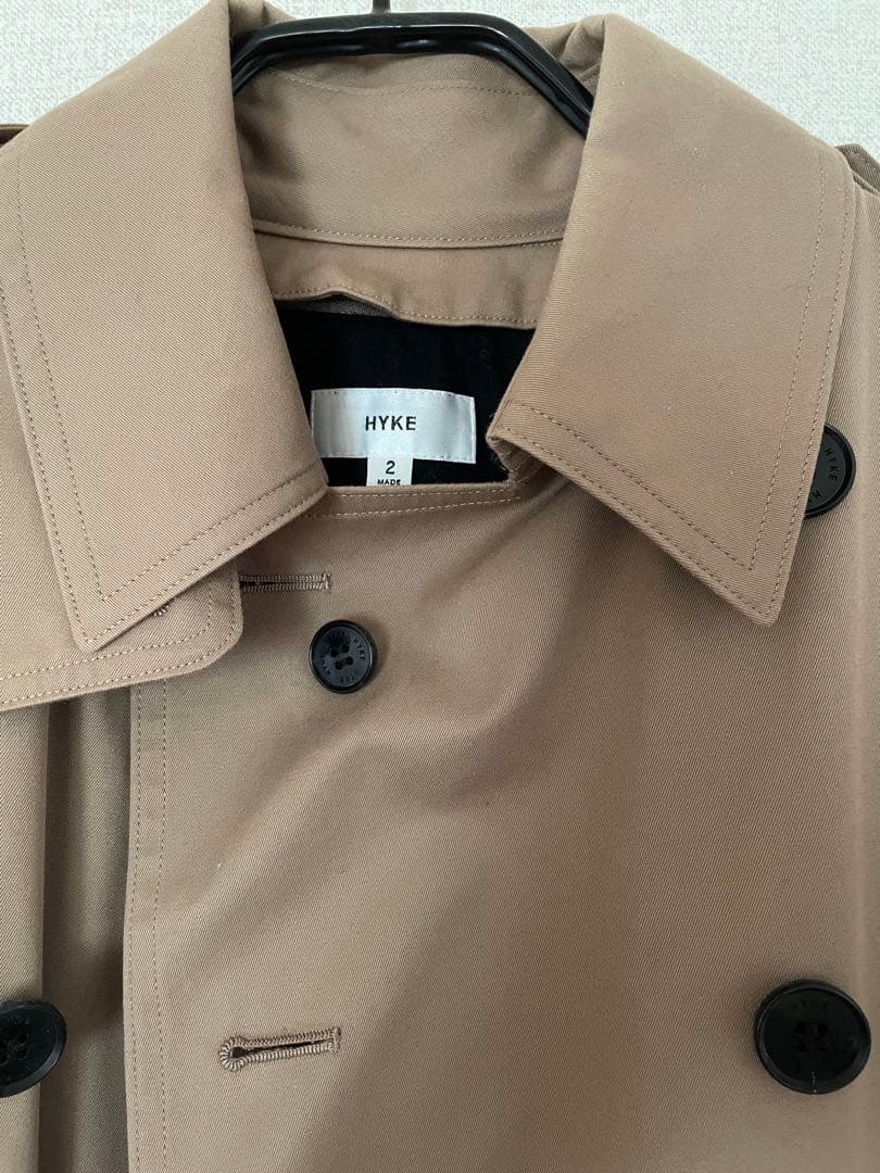 HYKE ベージュ ダブルブレスト トレンチコート サイズ2