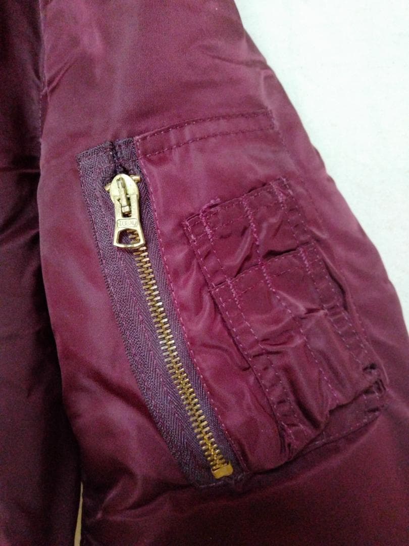 ビンテージ80年代アルファMA-1リバーシブルナイロンフライトJKT赤ワインL