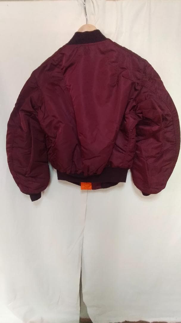 ビンテージ80年代アルファMA-1リバーシブルナイロンフライトJKT赤ワインL
