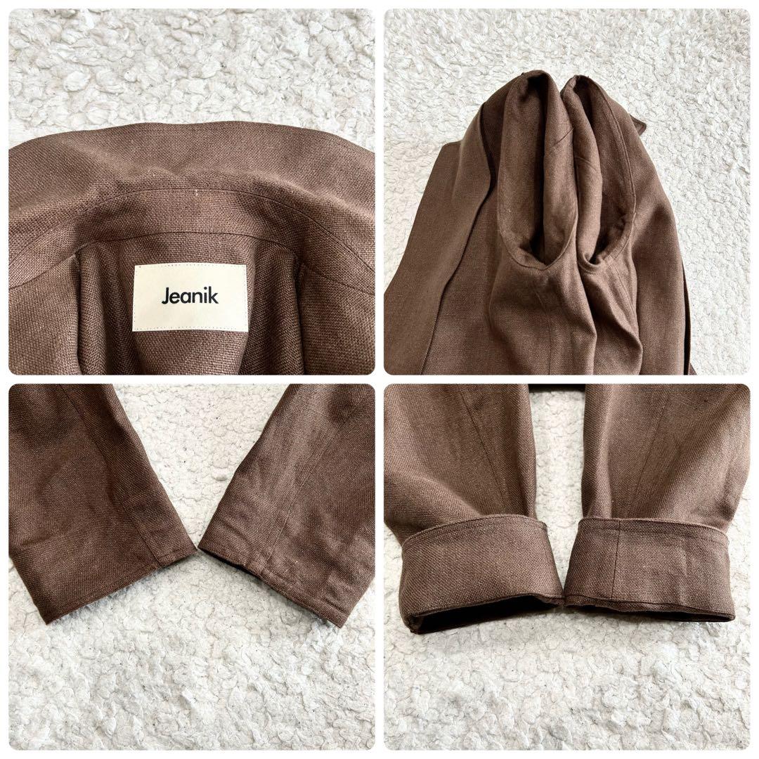 Jeanik リネン カバーオールジャケット サイズL相当 ブラウン