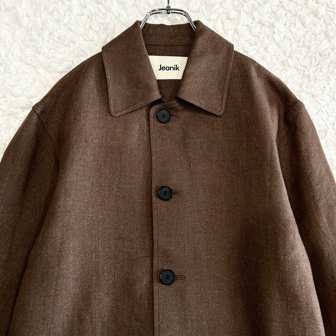 Jeanik リネン カバーオールジャケット サイズL相当 ブラウン