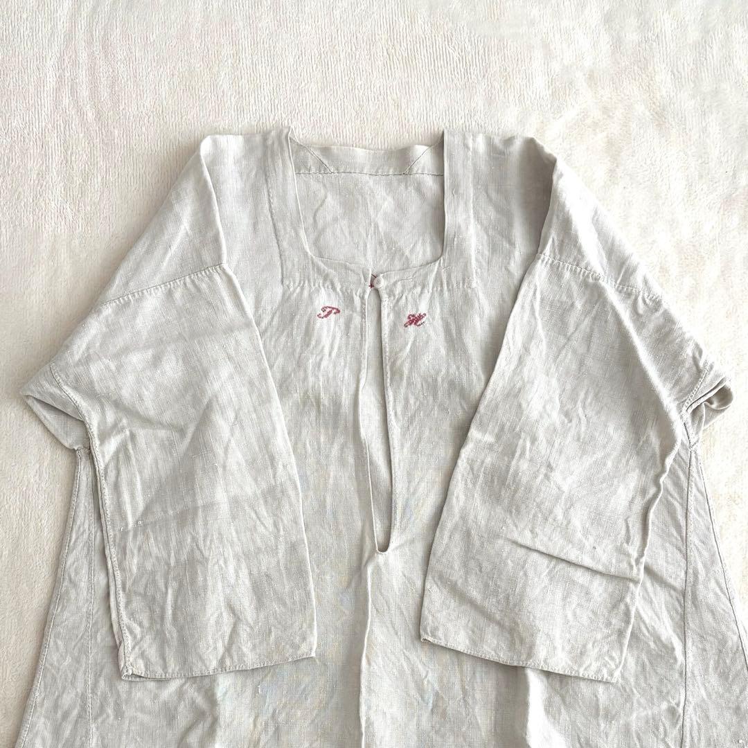 フランス　アンティーク　レース　ワンピース　フレンチリネン　刺繍　ブラウス