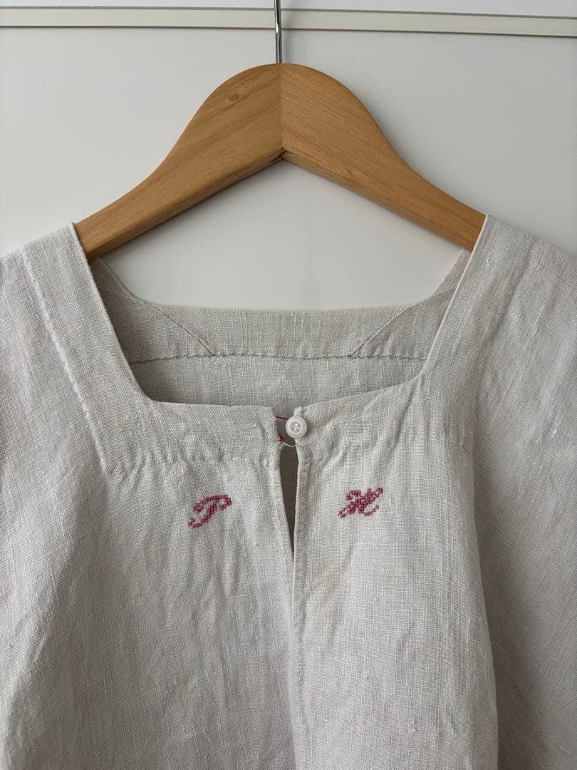 フランス　アンティーク　レース　ワンピース　フレンチリネン　刺繍　ブラウス