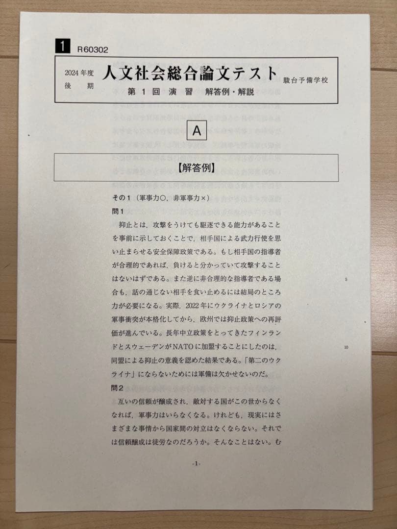 [駿台]テキスト テスト 小論文対策セット 人文社会総合論文