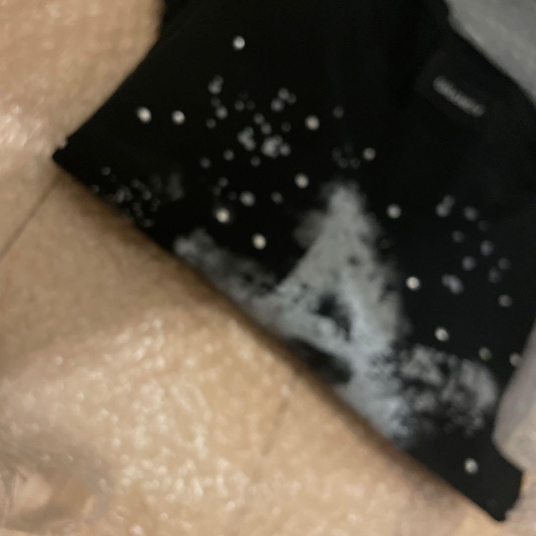 【GRANCY】ラインストーンデザイン グラフィックダメージ ロンT Sサイズ