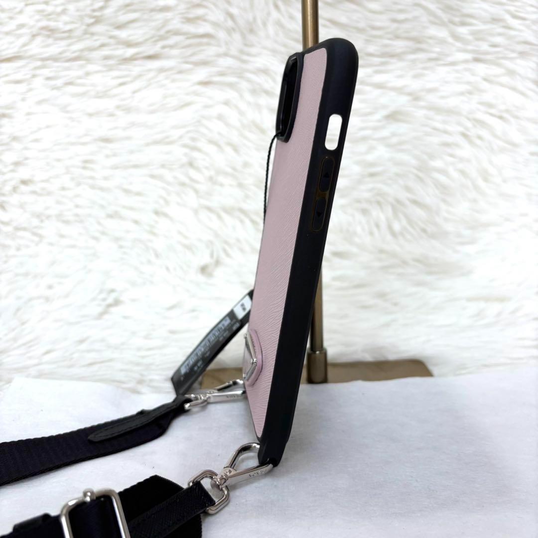 【新品】PRADA iPhone 14 PLUS ケース ストラップ付　ピンク