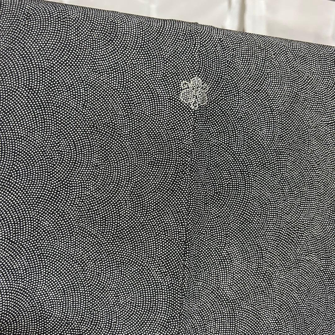 美品　袷　正絹　紋付　縮緬　鮫小紋　江戸小紋　フルセット　西陣唐織金箔袋帯