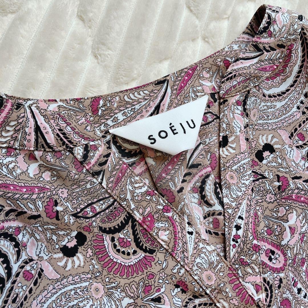 SOEJU ペイズリー柄ワンピースF 長袖 ロング ピンク 美品　日本製