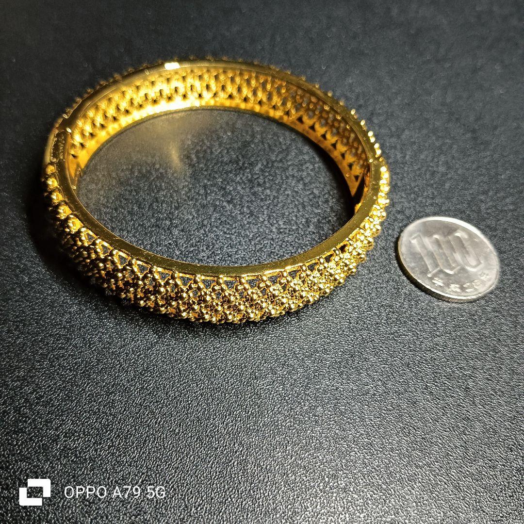 中東ドバイ24金gpゴールド バングル　調節可能　アレルギ反応なし