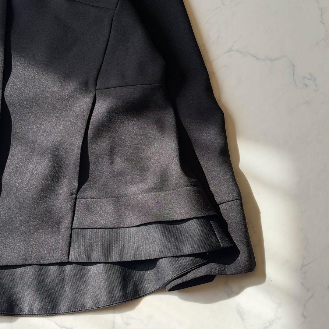 【極美品】trois トロワ ペプラム ノーカラージャケット ストレッチ 黒