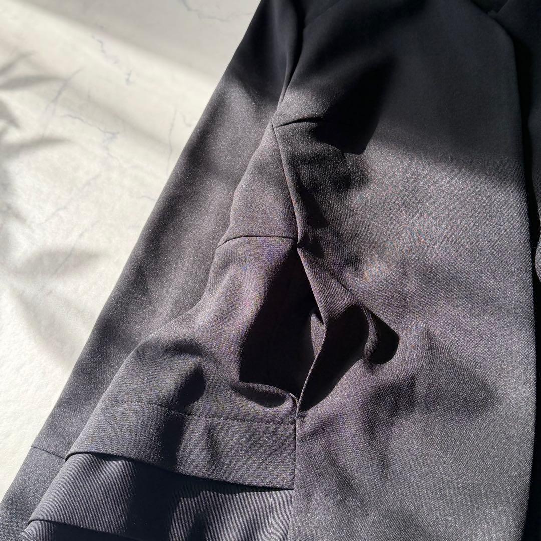 【極美品】trois トロワ ペプラム ノーカラージャケット ストレッチ 黒