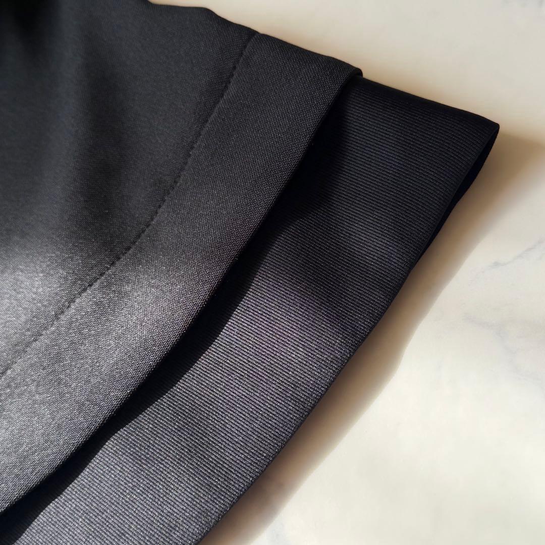 【極美品】trois トロワ ペプラム ノーカラージャケット ストレッチ 黒