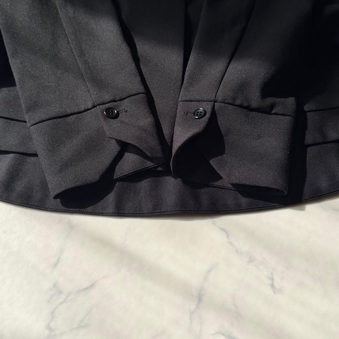 【極美品】trois トロワ ペプラム ノーカラージャケット ストレッチ 黒