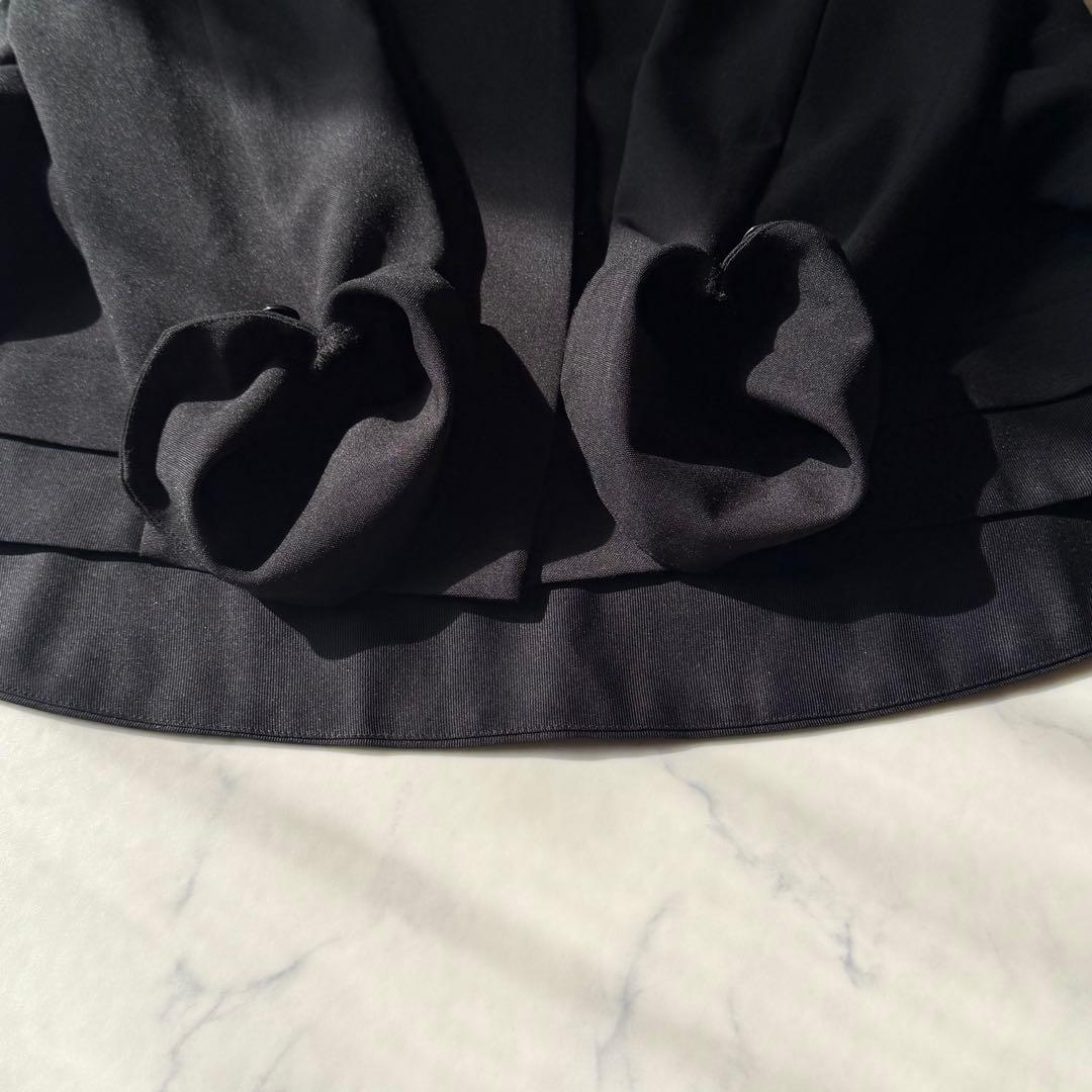 【極美品】trois トロワ ペプラム ノーカラージャケット ストレッチ 黒