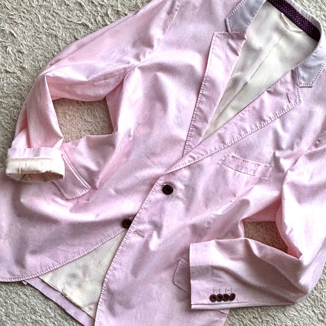 【裏地シルク100%】エトロ ETRO テーラードジャケット 2B ピンク 50