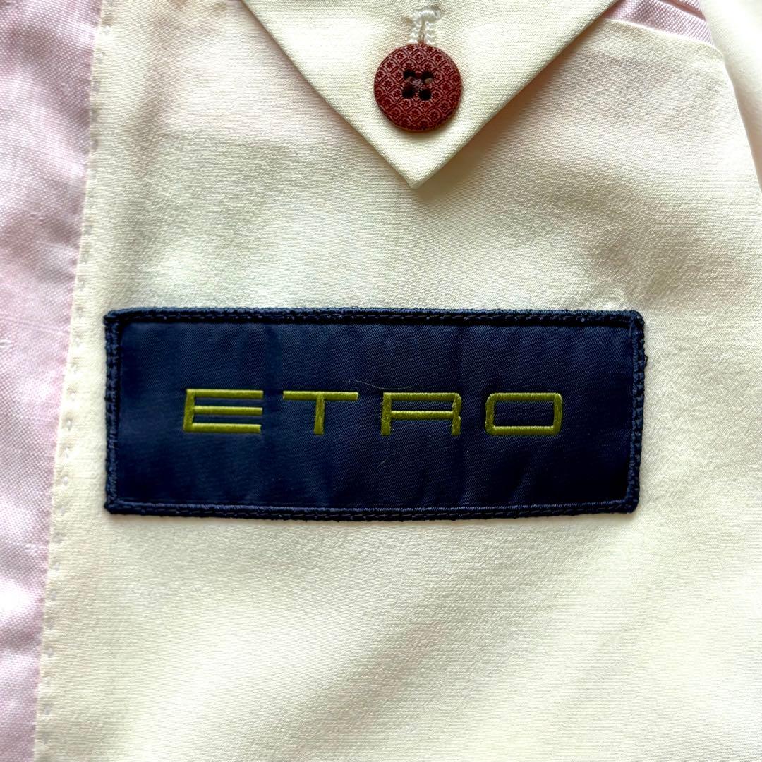 【裏地シルク100%】エトロ ETRO テーラードジャケット 2B ピンク 50