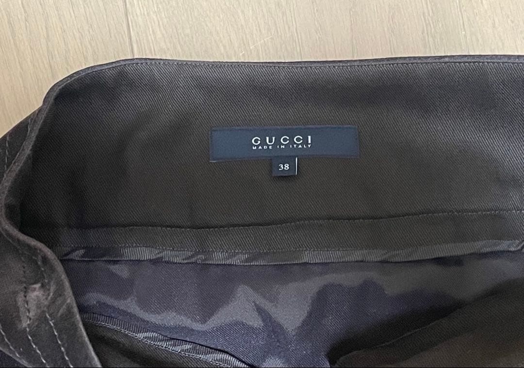 GUCCI 茶 ベロア 巻きスカート 38