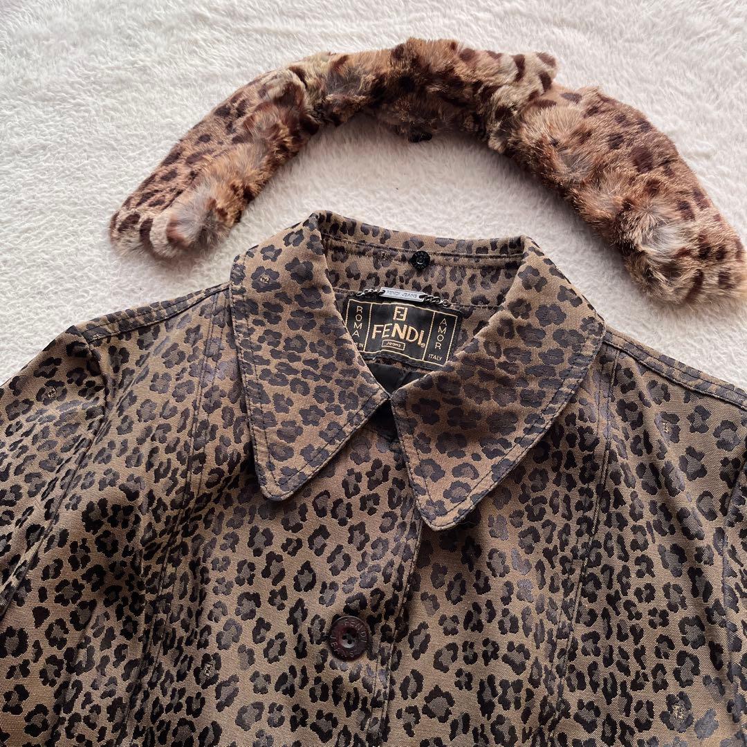 FENDI フェンディ コート ジャケット レオパード ヒョウ柄 リアルファー