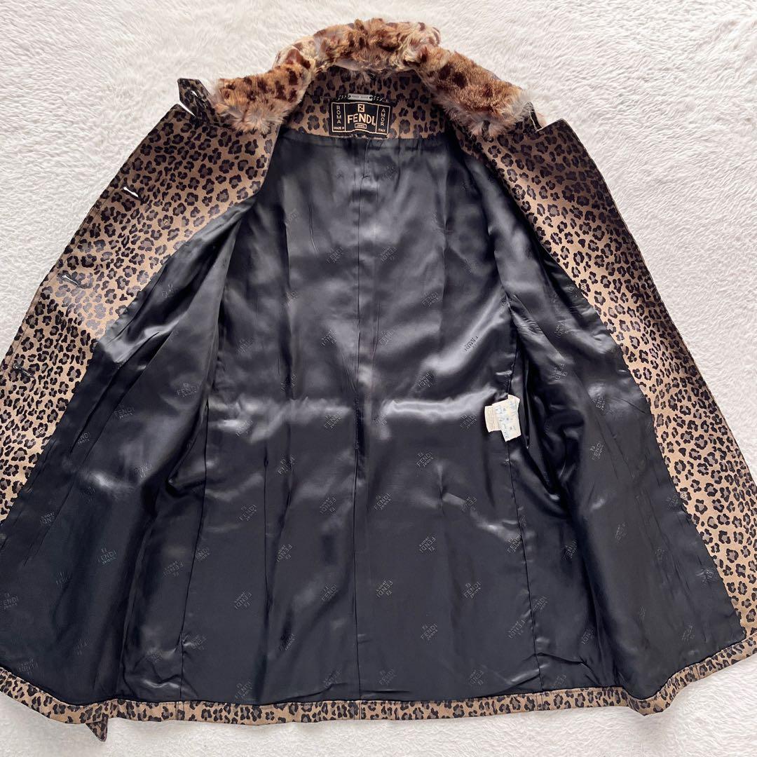 FENDI フェンディ コート ジャケット レオパード ヒョウ柄 リアルファー