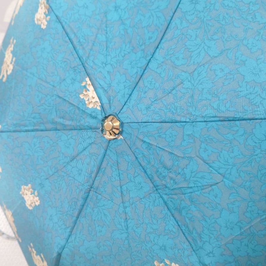 【美品】ChristianDior　3段折り傘　折りたたみ傘　雨傘　ブルー　花柄