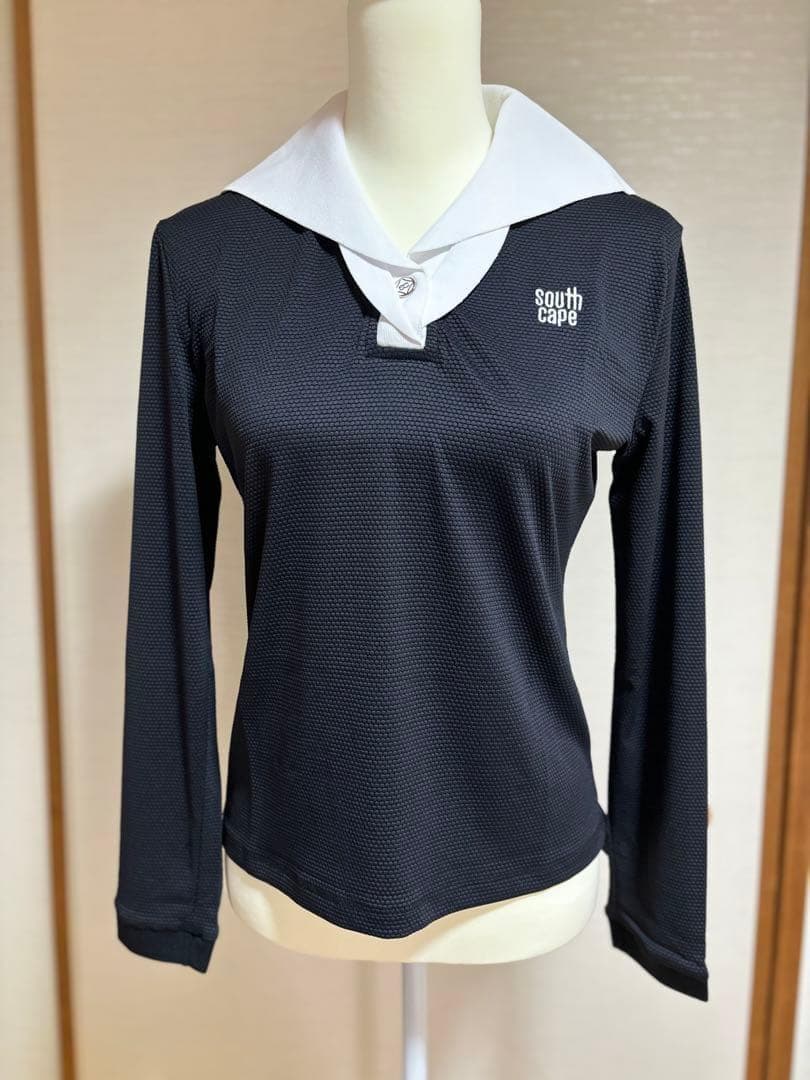 最終値下・サウスケープ　ゴルフ可愛いセーラー襟・バイカラーシャツ●長袖　L