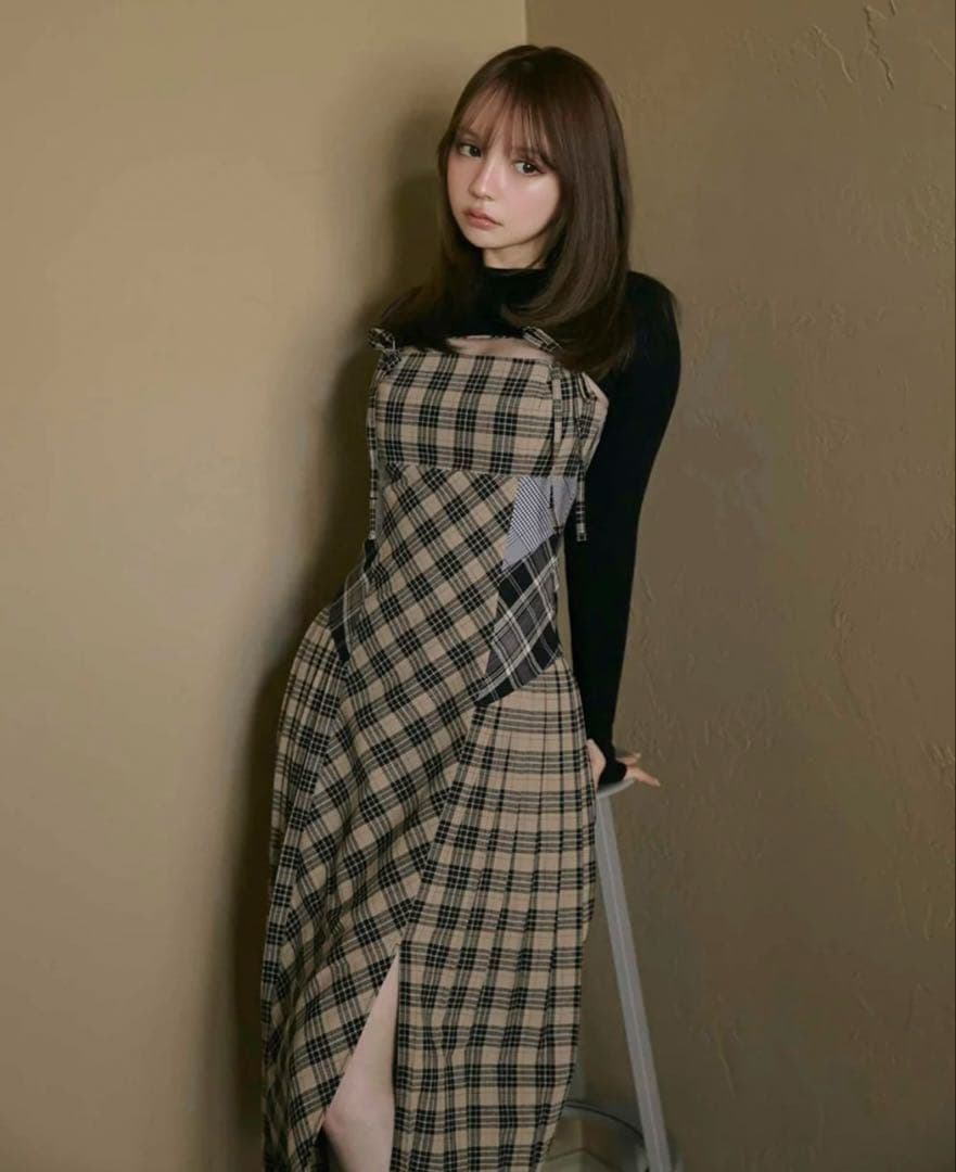 ワンピース andmary Nadia check long dress