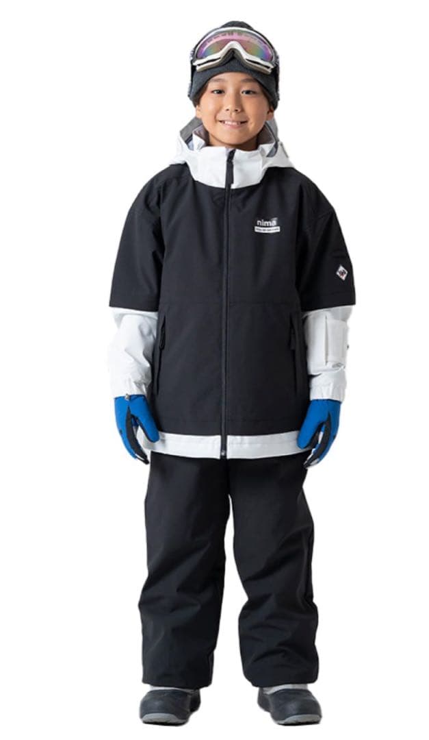未使用・タグ付きnima 上下セット 子ども用 ブラック セパレートスノーウェア