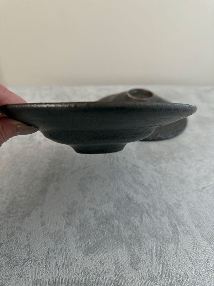 安福由美子　黒錆リム鉢　リム皿　2枚組