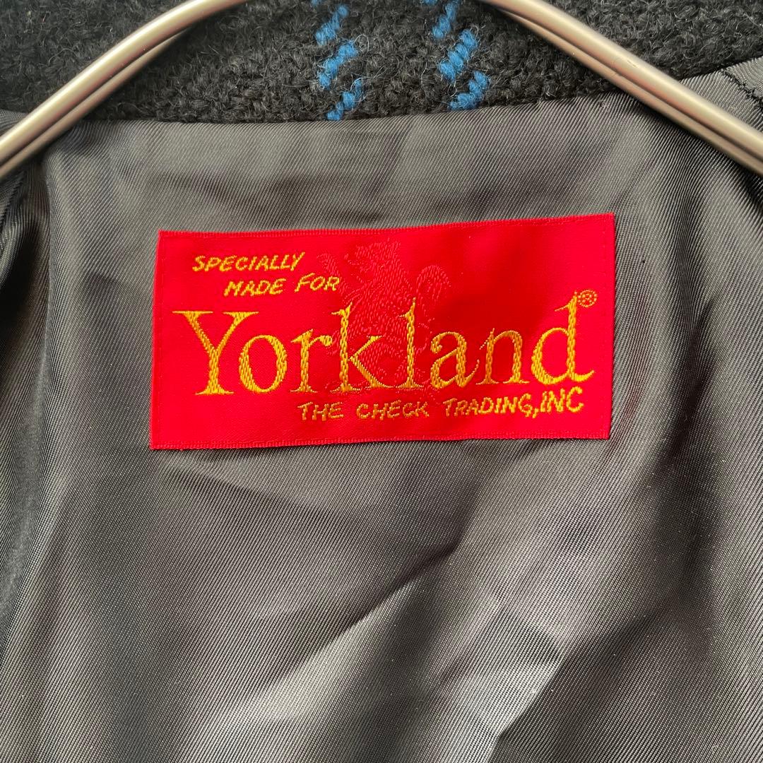 Yorkland チェック　Aライン　ロング　スタンドカラー　コート