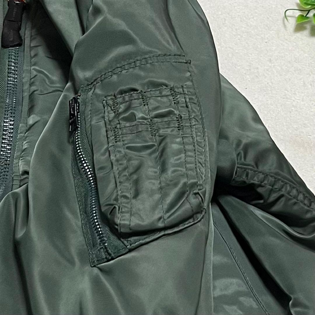 美品　アルファ　ma-1 ビンテージ　USA製　オリーブグリーン　短丈