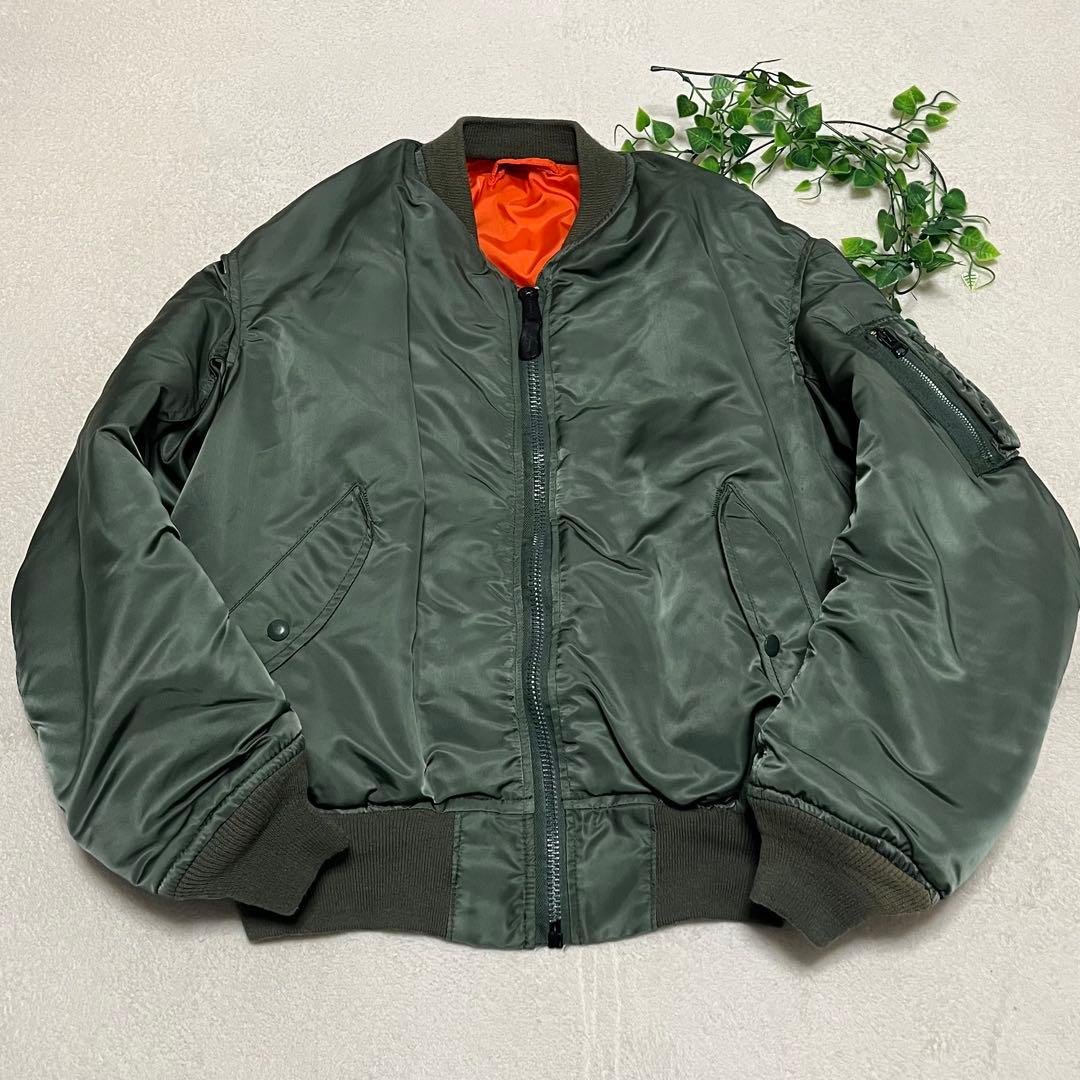 美品　アルファ　ma-1 ビンテージ　USA製　オリーブグリーン　短丈