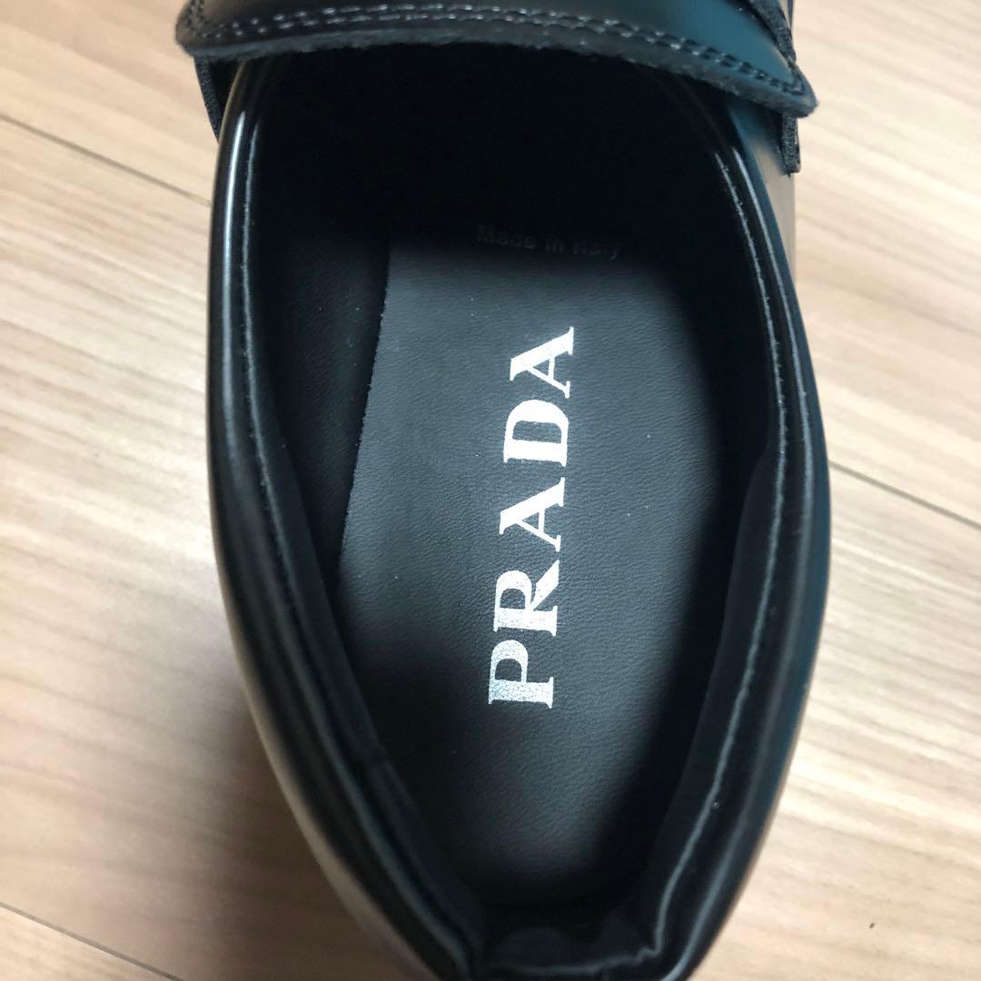 PRADA ブラックレザー ローファー 厚底 中古品