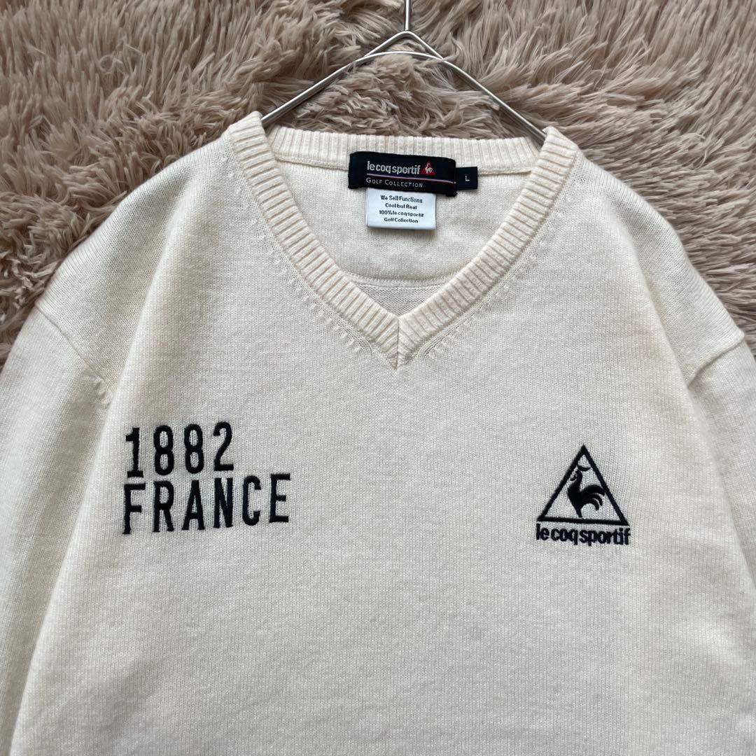 le coq sportif カシミヤ100% 刺繍　長袖　ニット　セーター