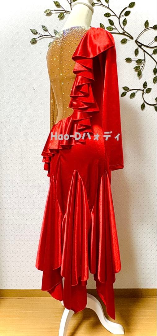 新品★ドレス★ルンバ★タンゴ★スムース★社交ダンス★競技会★パーティー★レッド