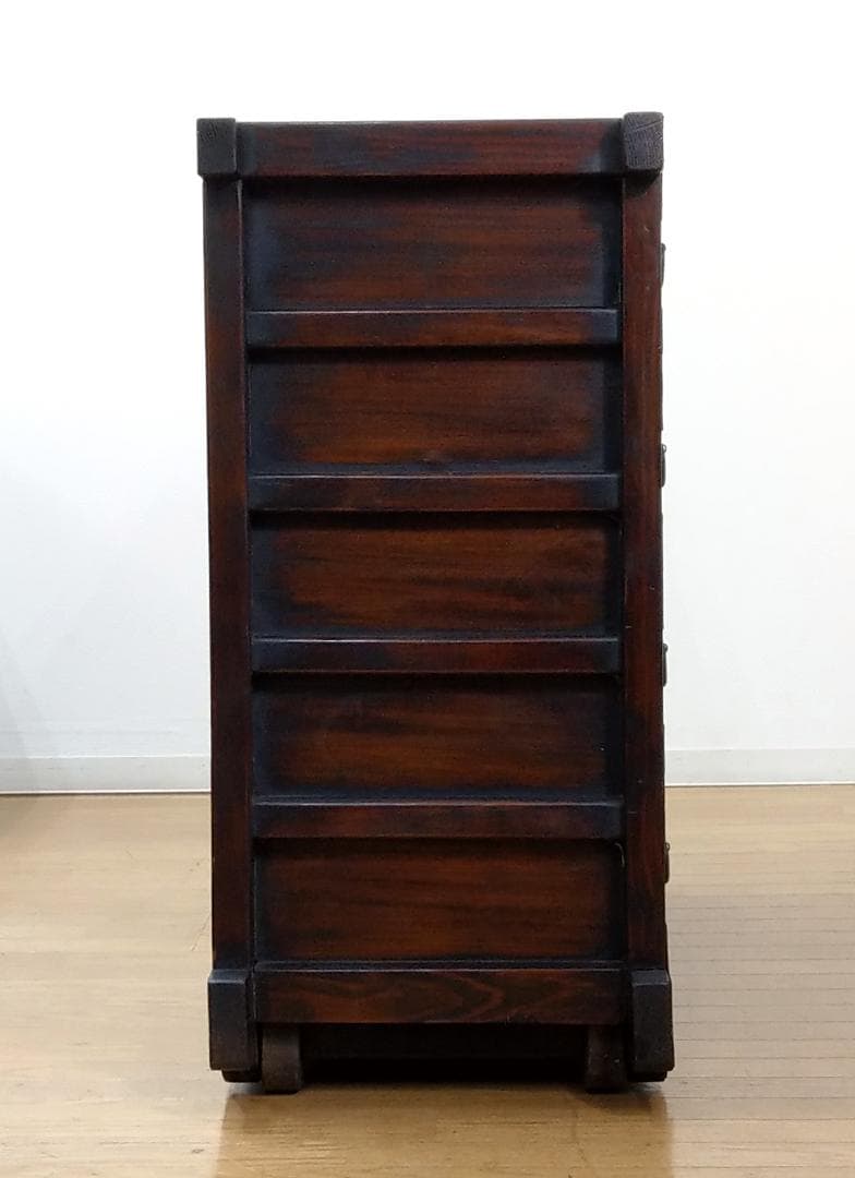 木製 前欅(ケヤキ) 鶴亀彫刻 装飾金具 車箪笥 整理収納家具 民芸家具 和家具