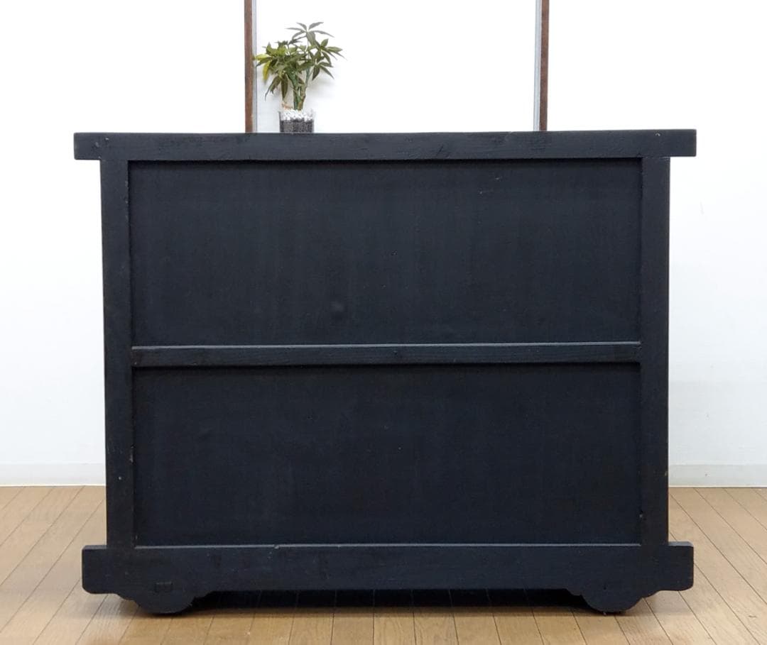 木製 前欅(ケヤキ) 鶴亀彫刻 装飾金具 車箪笥 整理収納家具 民芸家具 和家具