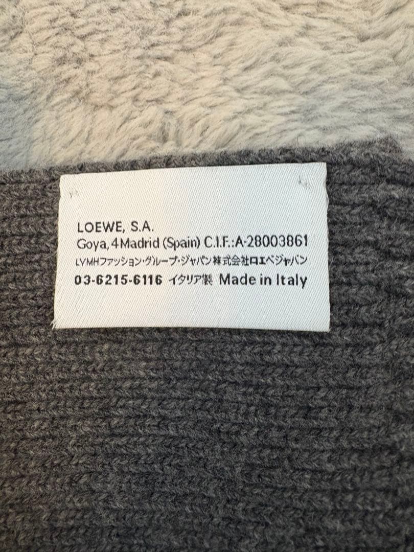 LOEWE ウールマフラー ロエベ グレー リブ編み マフラー
