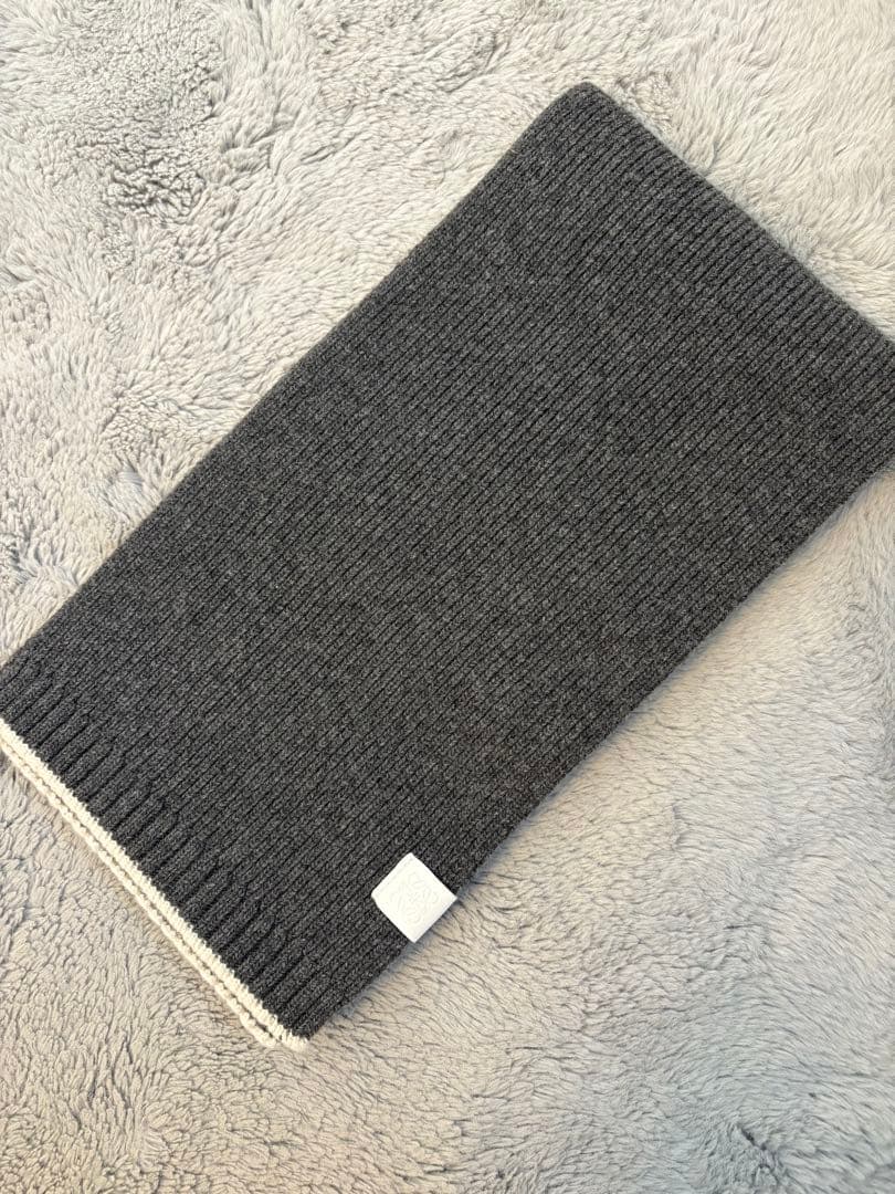 LOEWE ウールマフラー ロエベ グレー リブ編み マフラー