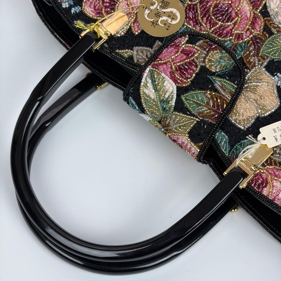 最高級✨未使用✨二重糸 本刺繍 ビーズ フォーマルバッグ 和装小物 総柄 日本製