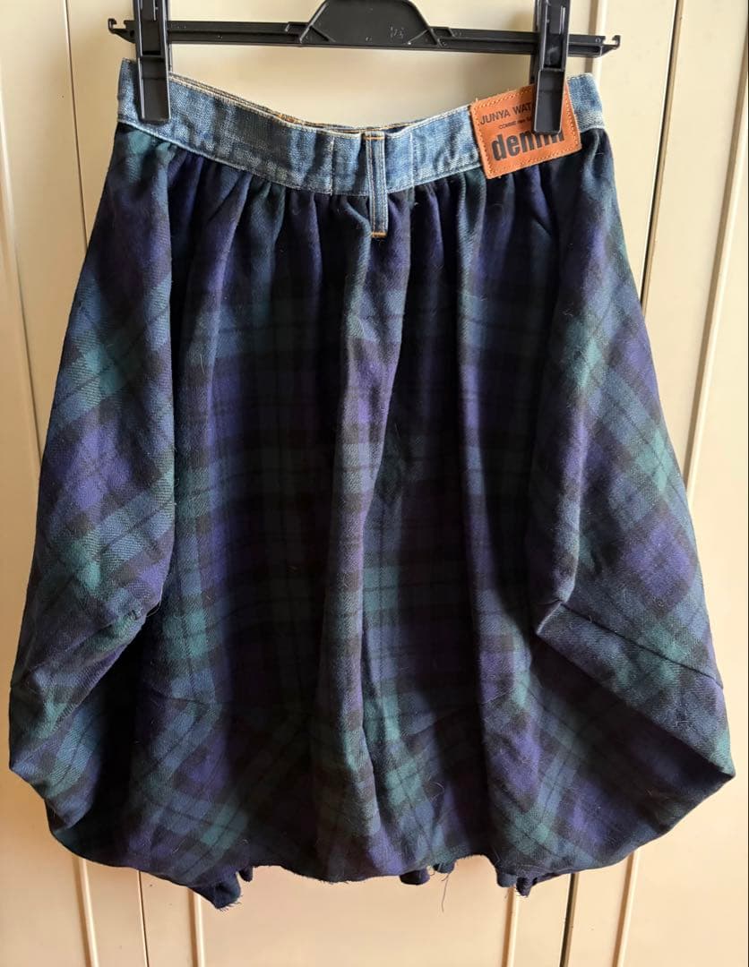 ジュンヤコムデギャルソン　デニム　チェック　バルーンスカート　X S