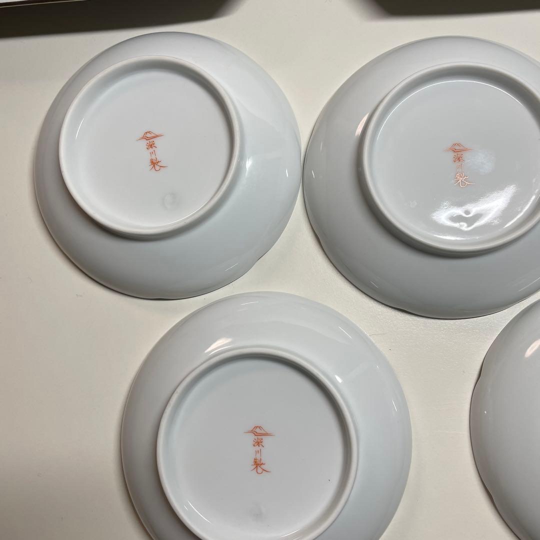 深川製磁　長皿２枚 青天の紅葉　小皿５枚