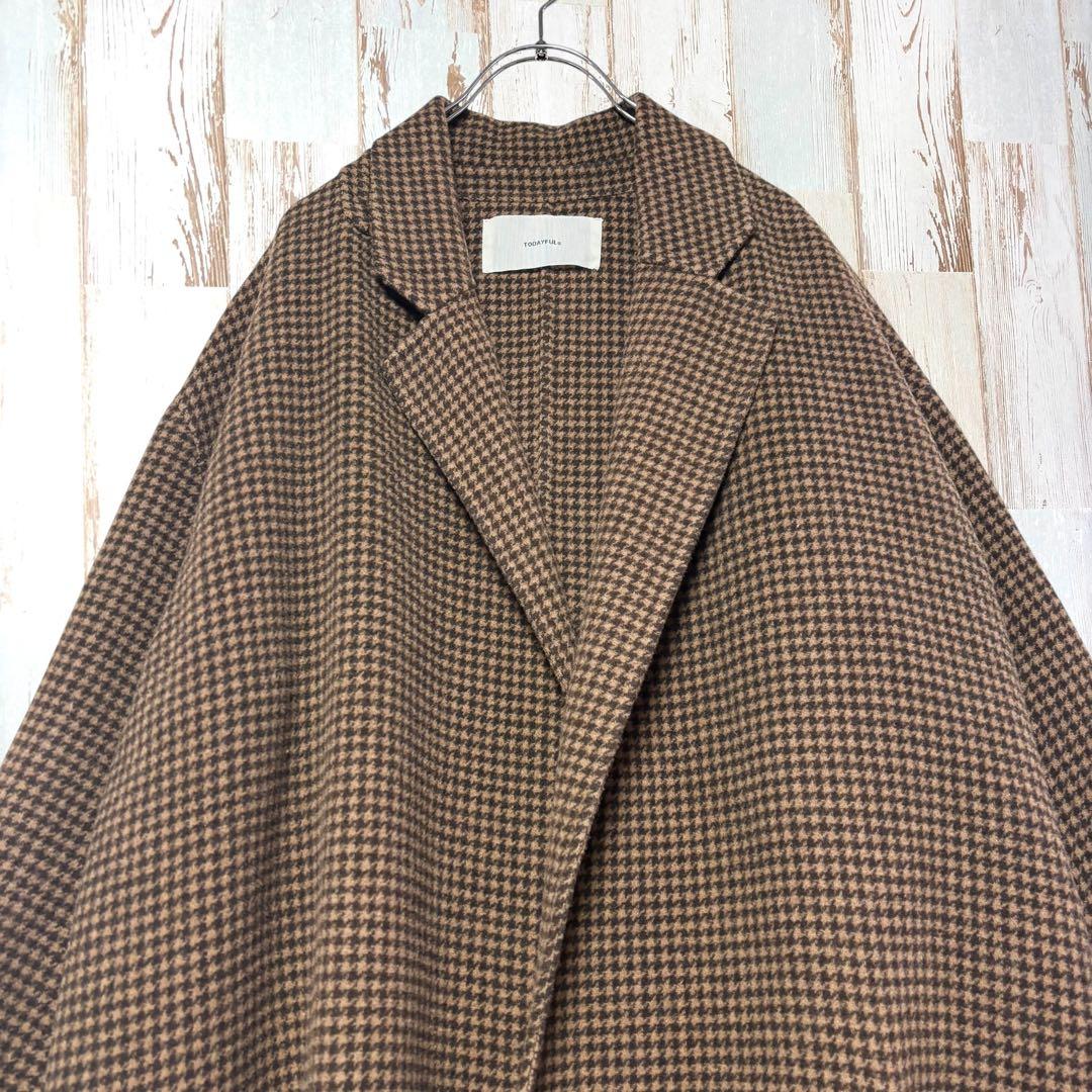 【人気完売品✨】TODAYFUL オーバーチェックコート 38 ウール ロング