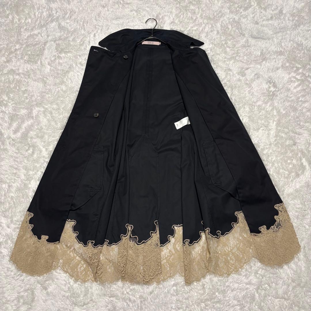 美品 RED VALENTINO トレンチコート レース 切替 L ブラック