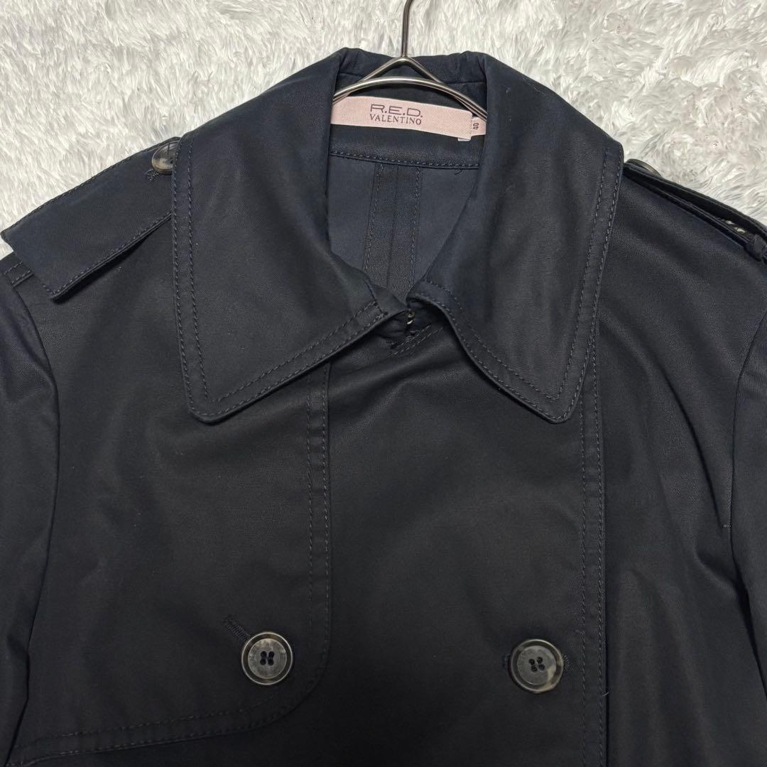 美品 RED VALENTINO トレンチコート レース 切替 L ブラック