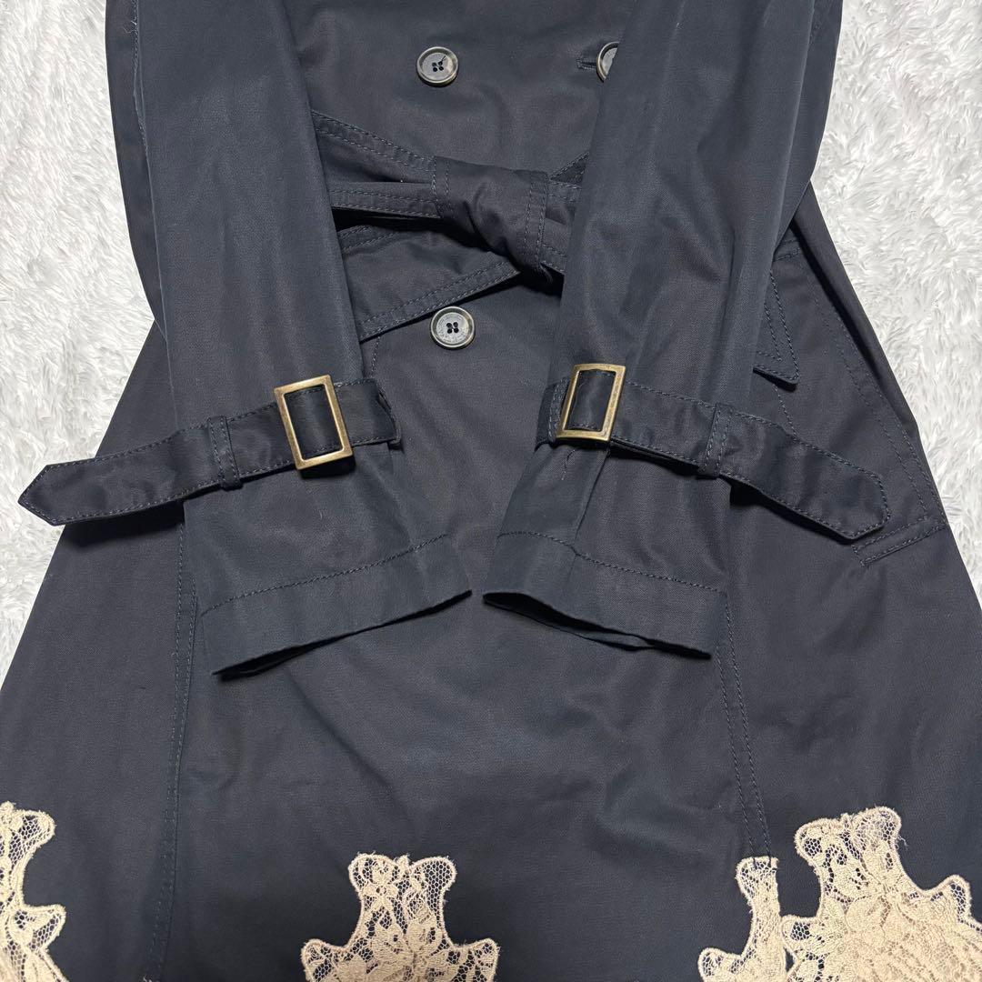 美品 RED VALENTINO トレンチコート レース 切替 L ブラック