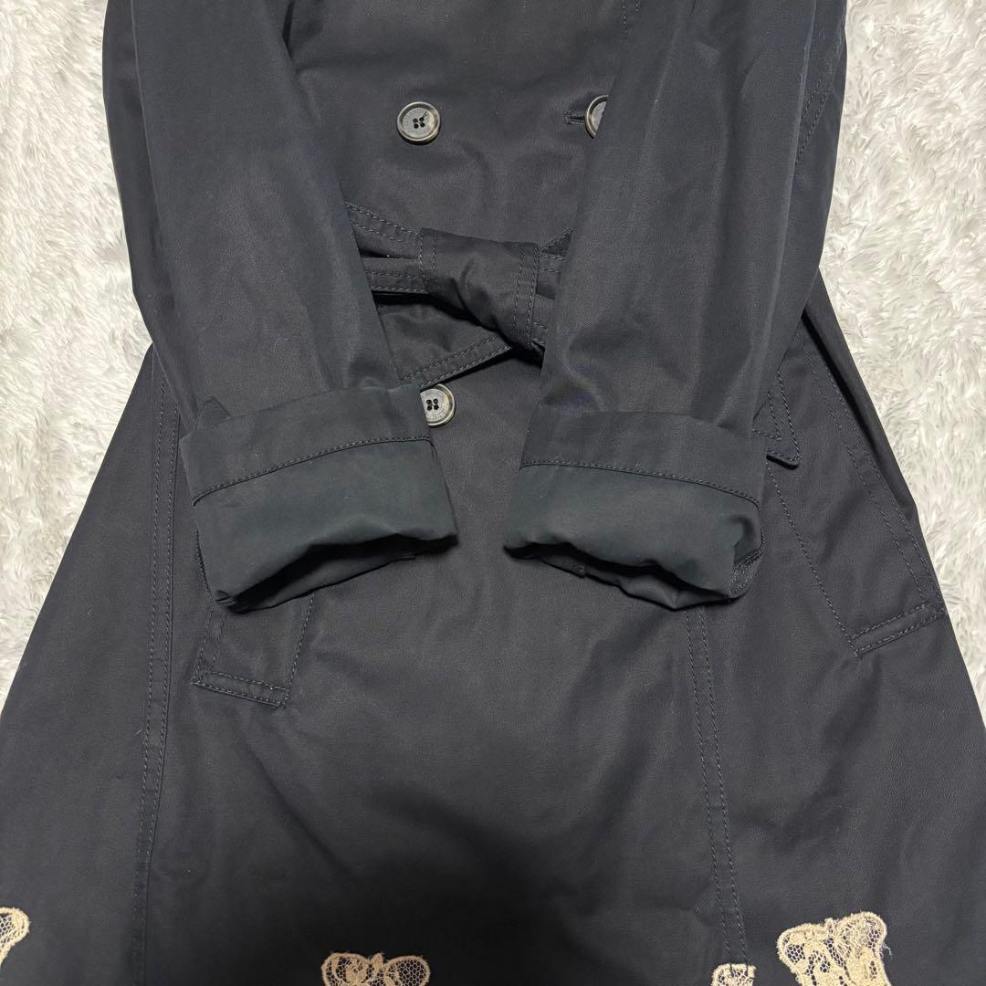 美品 RED VALENTINO トレンチコート レース 切替 L ブラック